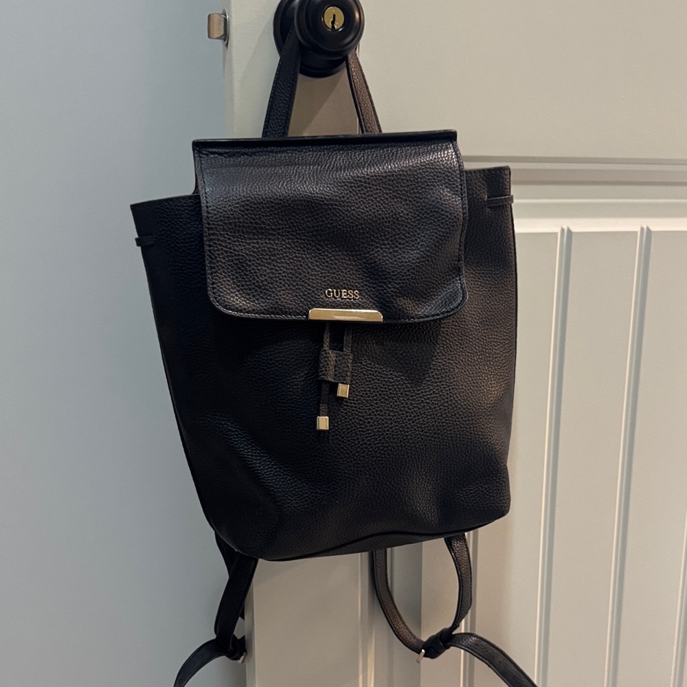 Guess Black Pebbled Leather Backpack